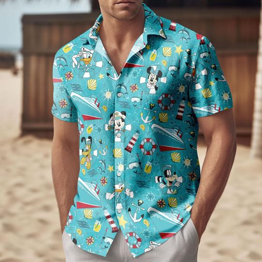 Discover Mickey And Friends Cruise Button Shirt, Disney Cruise Hawaiian Shirt, Minnie Donald Daisy Goofy Pluto Shirt, Vacation Shirt