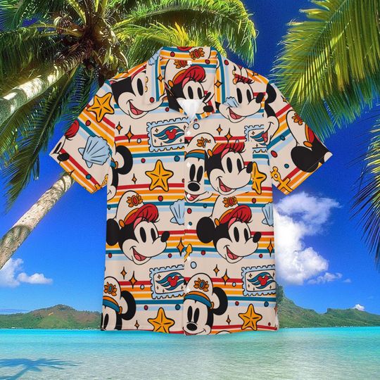Discover Disney Cruise Hawaiian Shirt Unisex, Button-Down, Luau Beach Party, Summer Vacation Cruise Wear Disney Outfit Mens Disney Shirt