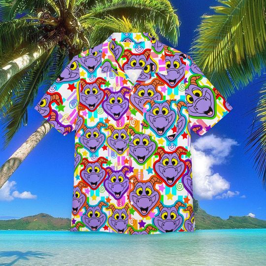 Figment Hawaiian Shirt, Figment Epcot Hawaii Shirt, Disneyland Summer Trip Button Shirt, Disney World Shirt, Vacation