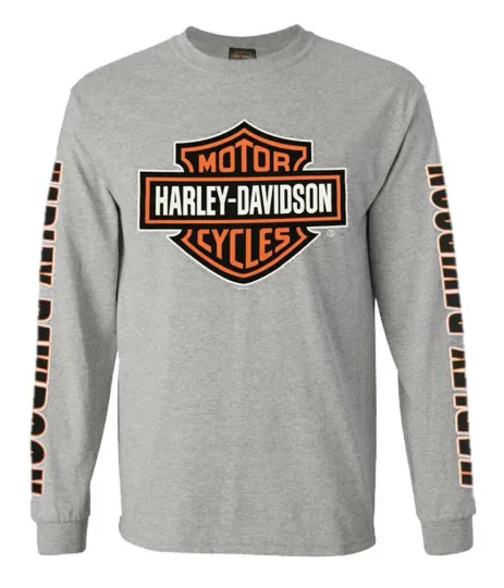 Discover H davidson Men's Bar & Shield Long Sleeve Crew-Neck Shirt, Gray 30297501