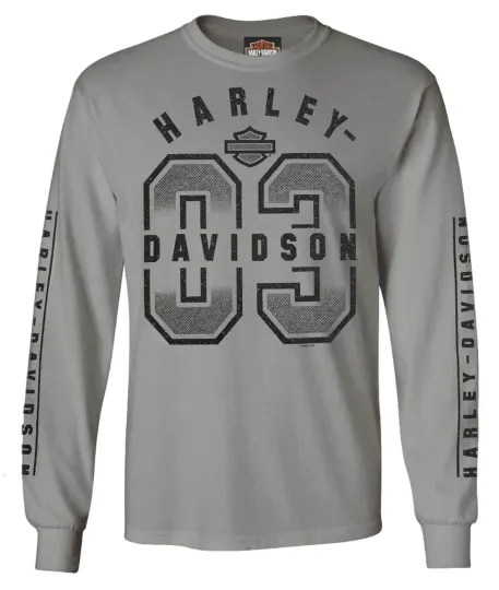 Discover H davidson Men's Collegiate '03 II Bar & Shield Long Sleeve Shirt, Gray