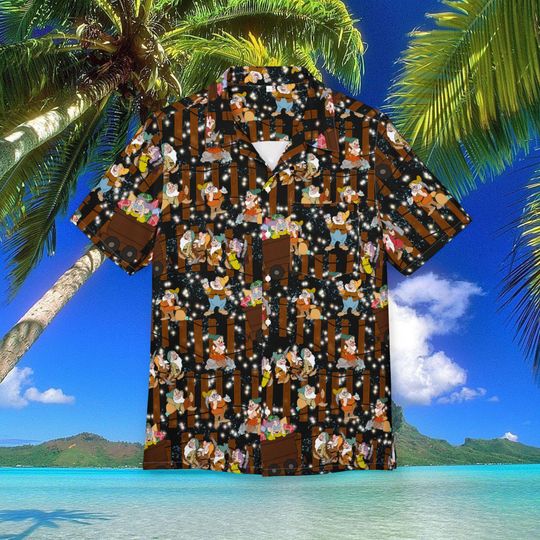 Seven Dwarves Hawaiian Shirt, Snow White Grumpy Dopey Hawaii Shirt, Disneyland Summer Trip Button Shirt, Disney World Shirt, Vacation