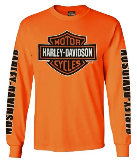 Discover H Davidson Men's Bar & Shield 3D Long Sleeve Crew Neck Shirt