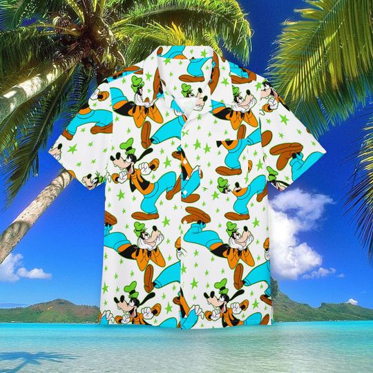 Goofy Hawaiian Shirt Unisex, Button-Down, Luau Beach Party, Summer Vacation Cruise Wear Disney Outfit Mens Disney Shirt