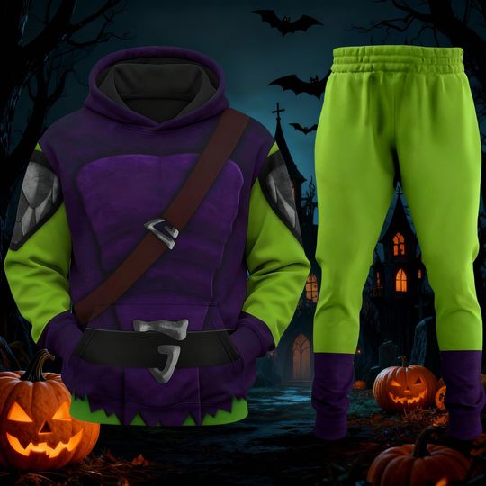 Goblin Costume Hoodie Joggers Set, Villain Inspired 3D Hoodie, Cosplay Outfit for Halloween