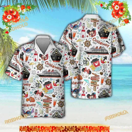 Discover Disney Mickey Hawaiian Shirt, Castaway Vacation Cruise Mickey Pattern Tropical