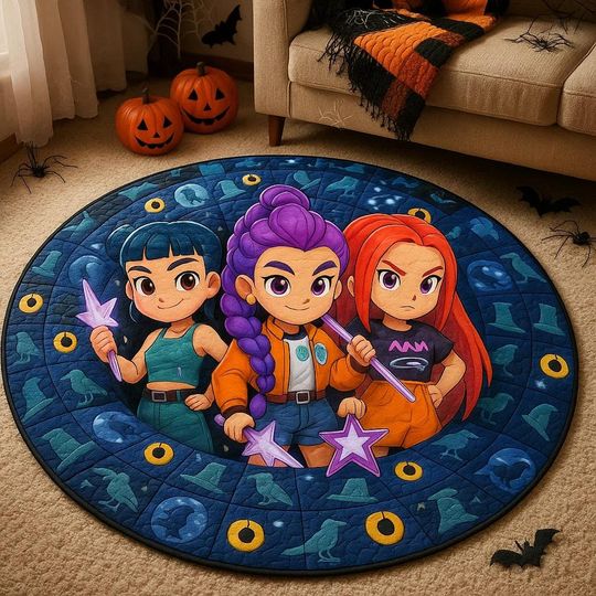 Discover Huntrix 3D Illusion Rug, Kpop Demon Hunters Carpet, Creepy Haunted Floor Mat, Scary Gothic Home Decor, Halloween Gift