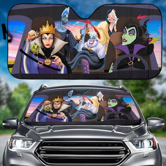 Disney Villains Car Sunshade, Evil Queen Maleficent Driving Car Windshield, Disney Cartoon Auto Sunshade, Sun Visor Car, Car Decoration