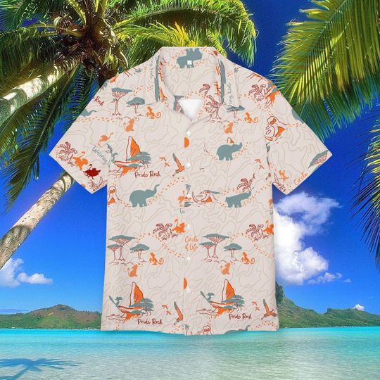 Lion King Hawaiian Shirt Unisex, Button-Down, Luau Beach Party, Summer Vacation Cruise Wear Disney Outfit Mens Disney Shirt