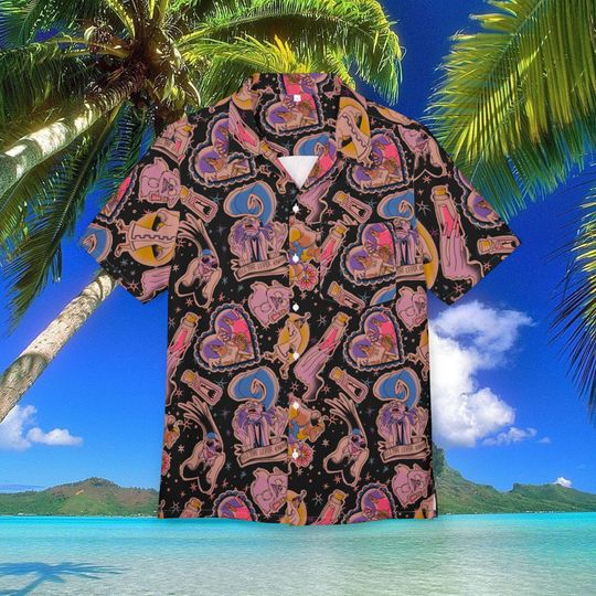 Yzma Krock Hawaiian Shirt Unisex, Button-Down, Luau Beach Party, Summer Vacation Cruise Wear Disney Outfit Mens Disney Shirt