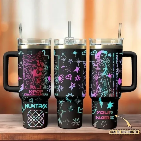 Custom Huntrix KPop Demon Hunters Engraved Tumbler 40Oz, Saja Girls Tumbler Cup,