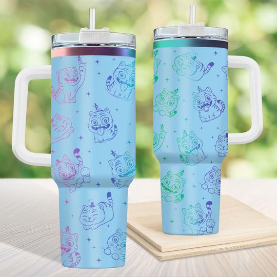 Derpy Tiger Engraved Tumbler 40Oz, Tiger Stainless Tumbler, Movie Insulated Tumbler, Coffee Cup,Saja Boys Fans Gift