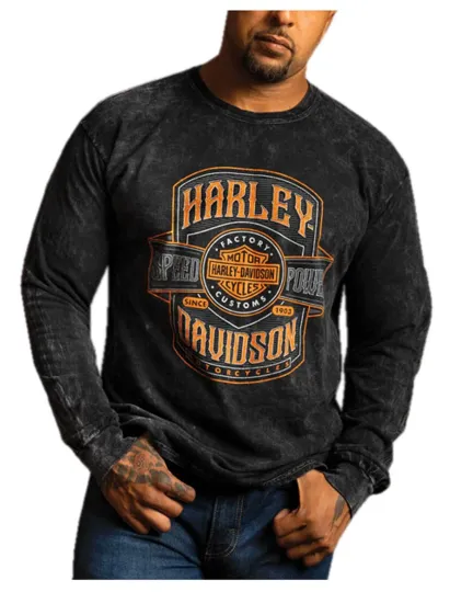 H Davidson Men's Telecast Long Sleeve Crew Neck Shirt