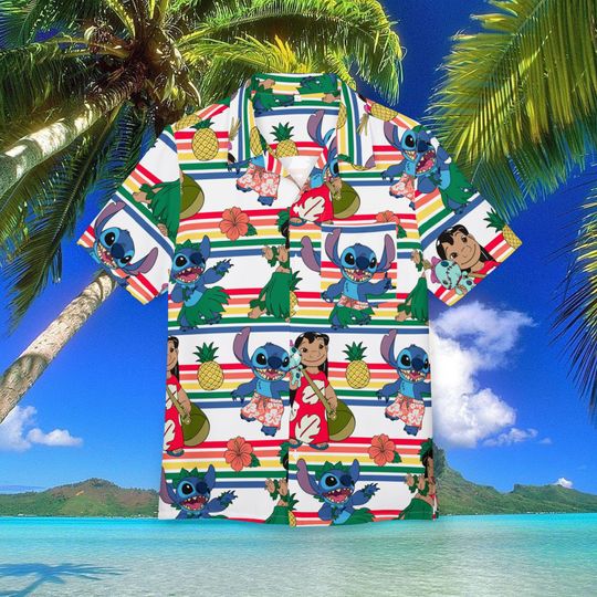 Lilo and Stitch Hawaiian Shirt Unisex, Button-Down, Luau Beach Party, Summer Vacation Cruise Wear Disney Outfit Mens Disney Shirt