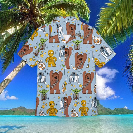 Star Wars Hawaiian Shirt Unisex, Button-Down, Luau Beach Party, Summer Vacation Cruise Wear Disney Outfit Mens Disney Shirt