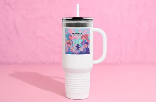 Glosy K-Pop Demon Hunters Flip Straw Insulated Travel Mug - K-Pop Mug, 40oz Travel Cup, Cute K-Pop Drinkware, Unique Gift