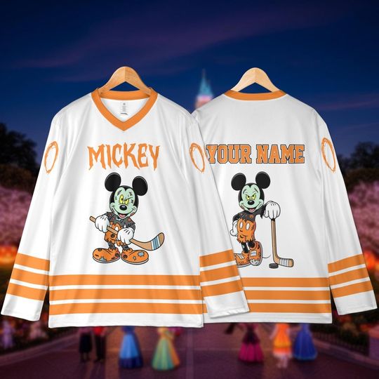 Discover Custom Halloween Mickey Mouse Hockey Jersey: Polyester Spandex Blend