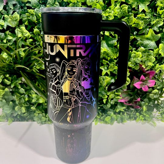 Discover KPOP Demon Hunters 40oz Tumbler | Laser Engraved Stainless Steel Cup with Straw & Handle | Fandom Drinkware | Gamer KPOP Gift