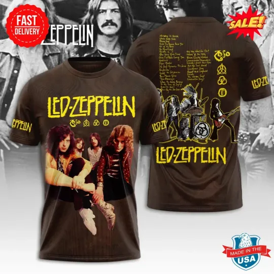 Discover 3D LEDD ZPELINN 2025 Tour T-Shirt Rock Band Graphic Tee Short Sleeve