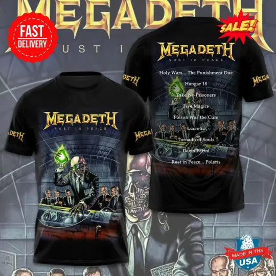 Megadeth Band 2025 3D Print T Shirt Thrash Metal Concert Tee Unisex