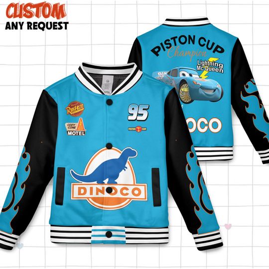 Dinoco Piston Cup Kids and Youth Baseball Jacket, Aldult Unisex Varsity Baseball Jacket
