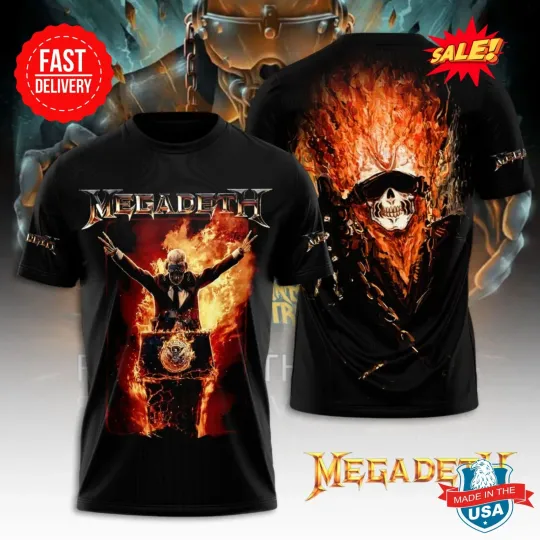 Megadeth 3D Print T Shirt 2025 Rock Metal Band Top Concert Wear