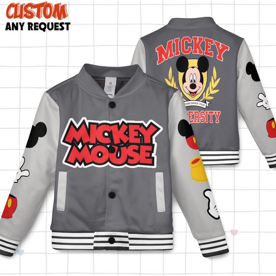 Mickey Baseball Jacket Black, Disneyland Shirt, Family Matching Oufit, Disney Trip 2025