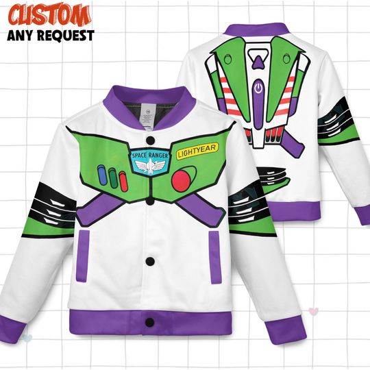 Personalized Buzz Lightyear Varsity Jacket Inspired Toy Story, Disney Baseball Jacket, Matching Team Outfit, Disney Varsity Uniform