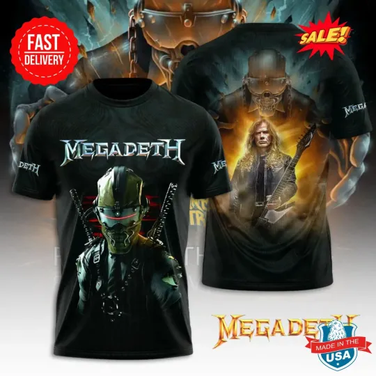 Vintage Style Megadeth 3D Graphic T Shirt 2025 Tour Metal Band Top