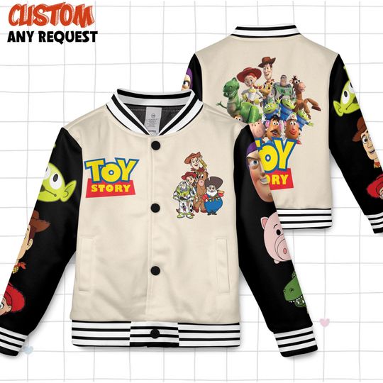 Discover Toy Story Big Face On Sleeves Kids and Youth Baseball Jacket, Aldult Unisex Varsity Baseball Jacket