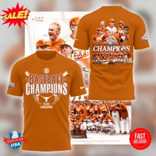 Discover Limited EditonTexas Baseball x SEC CHAMPIONS 3D TShirt