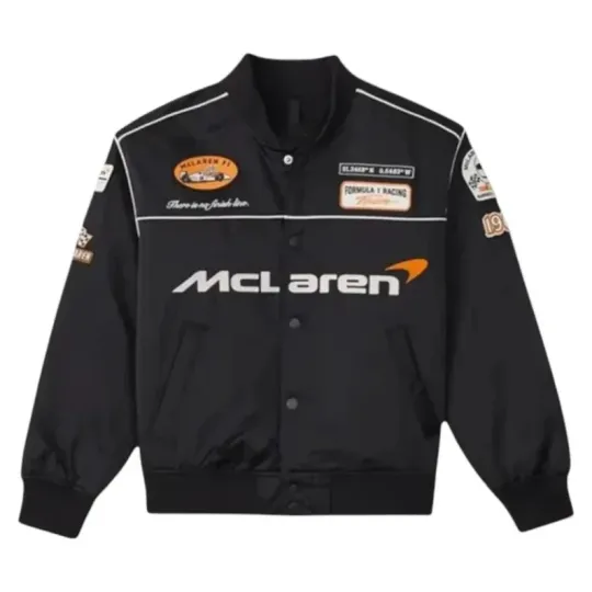 Discover Unisex Vintage McLaren F1 Windbreaker Bomber Jacket - Black Varsity  F1 Jacket