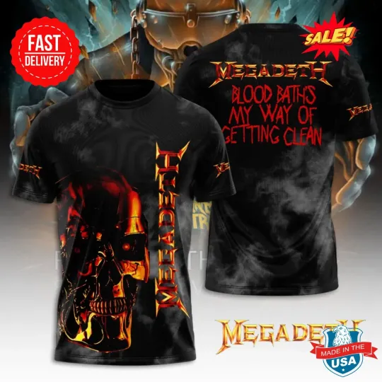 Discover 3D Megadeth 2025 Tour T-Shirt Metal Band Graphic Tee Short Sleeve