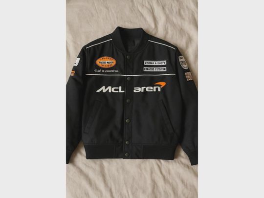 Discover Vintage McLaren Racing Leather Jacket | F1 Team Embroidered Motorsport Fan Jacket