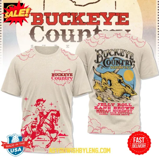 Discover Jelly Roll Kane Brown Buckeye Country 2025 Superfest 3D T-Shirt