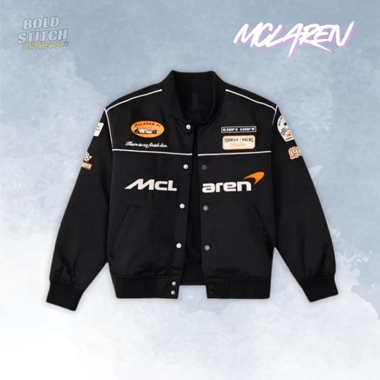 Discover McLaren Racing Bomber Jacket: Embroidered F1 Windbreaker, Motorsport Heritage