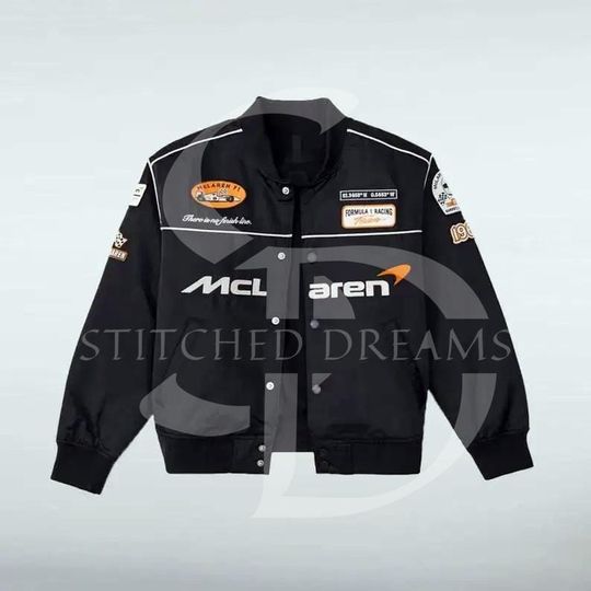 Discover McLaren Bomber Jacket: Satin Black Edition for Men and Women, Inspired by F1 Racing
