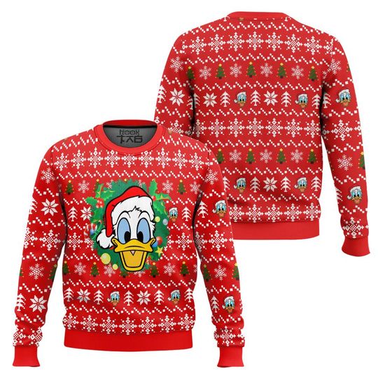 Disney Santa Donald Duck Disney Ugly Sweater, All Over Print 3D Ugly Sweater Gift For Her Mother, Disneyland Family Trip, Xmas Party For Kid