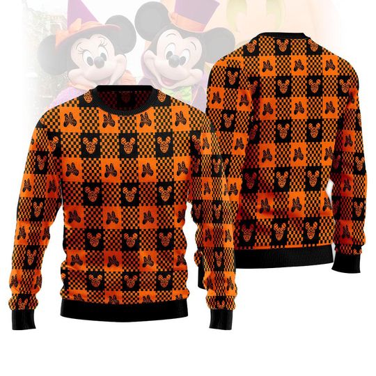 Cartoon Mouse Ugly Sweater, Mk Pumpkin Halloween Sweater, Dis-ney Sweatshirt, Spooky Season Jumper, Holiday Gift
