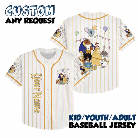 Discover Princess Belle Birthday baseball Jersey, Disney Beauty Beast Party Jersey, Custom Belle Girls Jersey, Disneyland Birthday Kids Gift