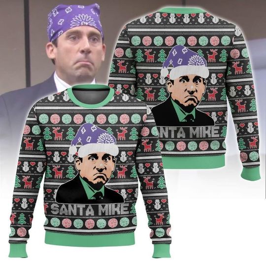 Discover Santa Mike Christmas Ugly Sweater, The Office Michael Scott Holiday Sweater