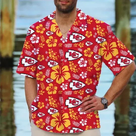 Kansas City Chiefs Hawaiian Shirt, Aloha Tropical Hibiscus