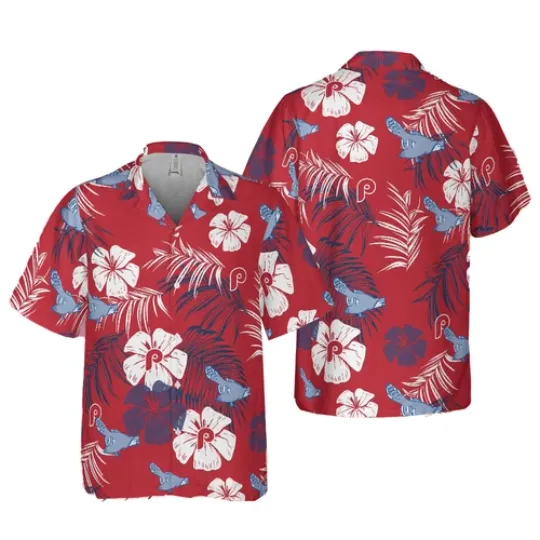 Discover Philies team hawaiian shirt, baseball city connect, retro 90s