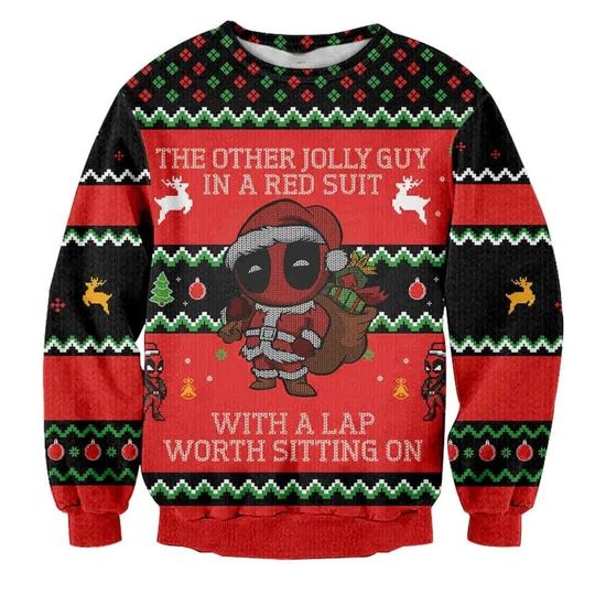 Discover Deadpool Santa Ugly Christmas Sweater, Funny Deadpool Kid Women Men Sweatshirt, Superhero Sweater, Movie Christmas, Vacation Gift