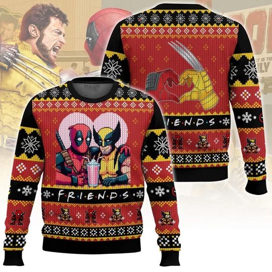 Discover Deadpool Wolverine Ugly Sweater, Funny Bestie Gift