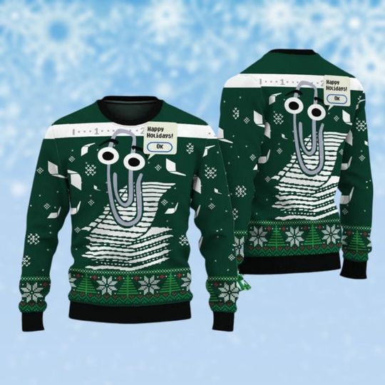 Discover Clippy Windows Ugly Christmas Sweater, Holiday Gift for Men Women Kids