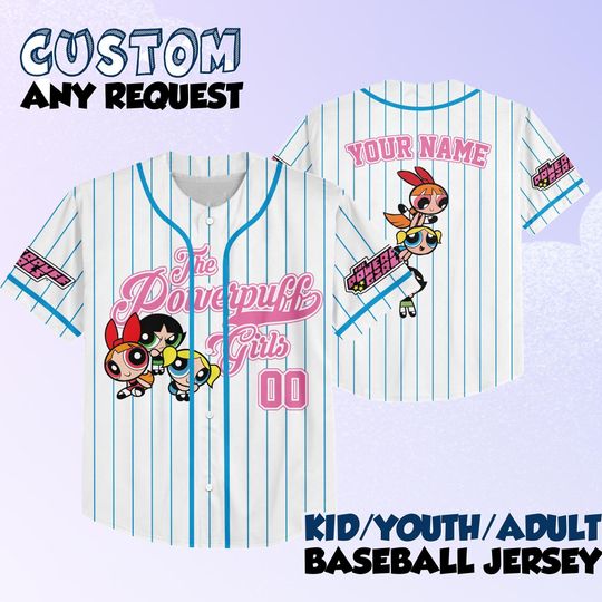Discover Custom The Powerpuff Girls Black Baseball Jersey, The Powerpuff Girls Jersey Shirt, Buttercup Birthday Gift, Disney Baseball Fan Lover Gift