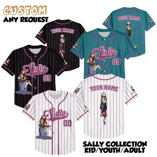 Discover Personalized Sally The Nightmare Before Christmas Baseball Jersey, Custom Disney Sally Jersey Shirt, Disney Baseball Jersey, Birthday Gift