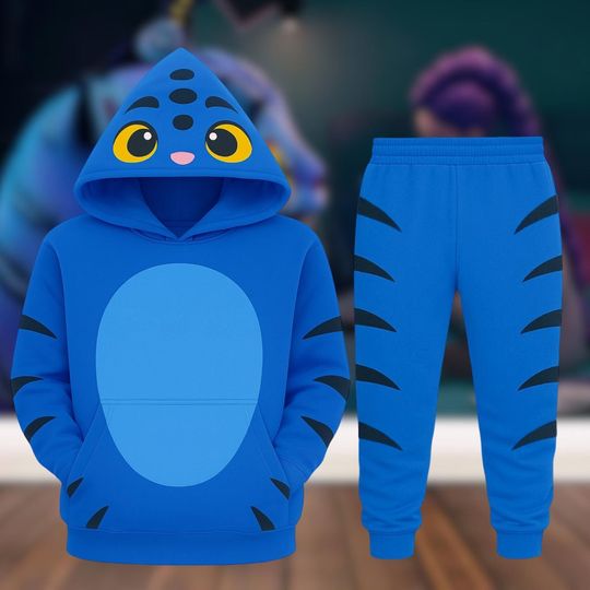 Discover Kpop Tiger Costume Hoodie Joggers, Cute Blue Tiger Costume, Tiger Sweatpants, Animal Love Shirt, Kpop Movie Outfits
