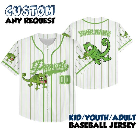 Discover Tangled Pascal Baseball Jersey, Disney Pascal Jersey, Disney Tangled Characters Jersey, Disney Family Trip Shirt, Cute Pascal Kids Jersey